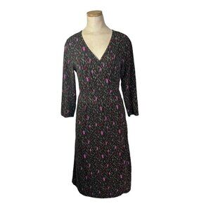 Carve Designs women's dress M gray purple animal print wrap dress cotton blend